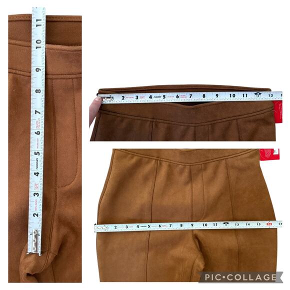 NEW Spanx Faux Suede Flare Pants Rich Caramel Brown Slimming Pull On Size Medium - Picture 9 of 10